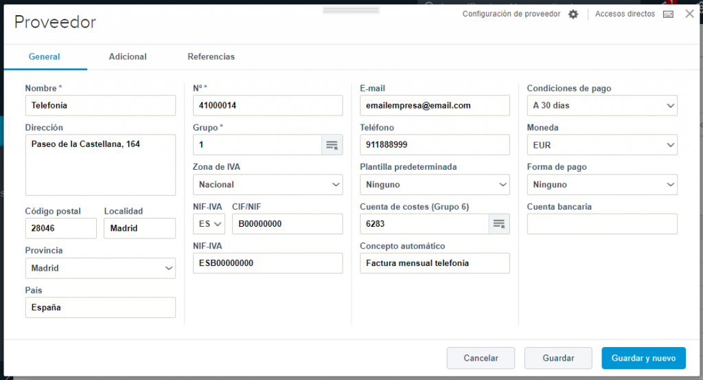 Dar de alta proveedores y acreedores Reviso, ERP contable
